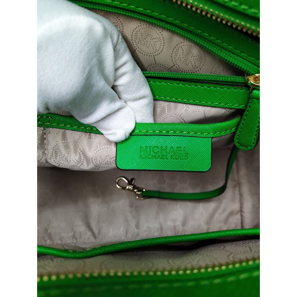 Michael Kors Green Leather Grommets Double Handles Satchel Bag - Picture 10 of 16